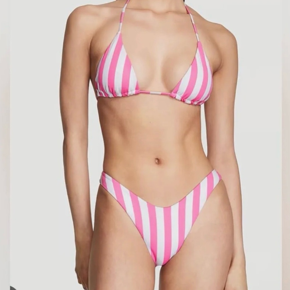 Victoria's Secret Pink & White Striped High-Leg Bikini Bottom